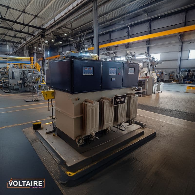 Industrial servo voltage stabilizer manufactured by Voltaire Power Systems